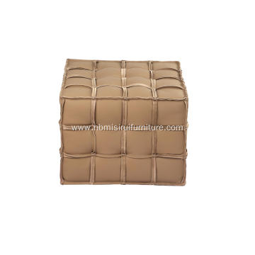 khaki genuine leather living chairs ottomans square stool